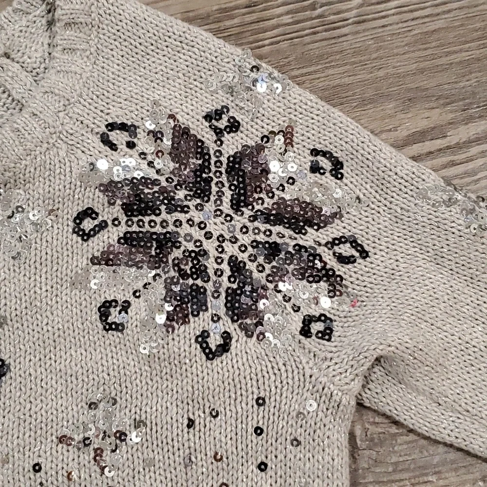 Justice Sequins Snowflake Short Sweater Size 8